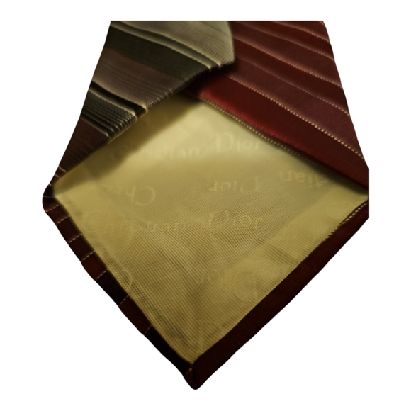 Dior Brown and Green Striped Tie - Picture 4 of 6